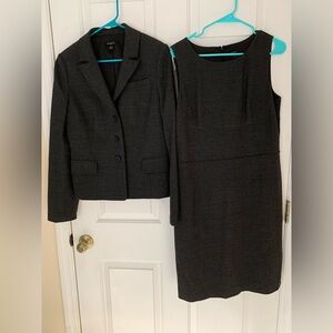 Ann Taylor Gray Tailored Blazer Suit Jacket and matching sheath